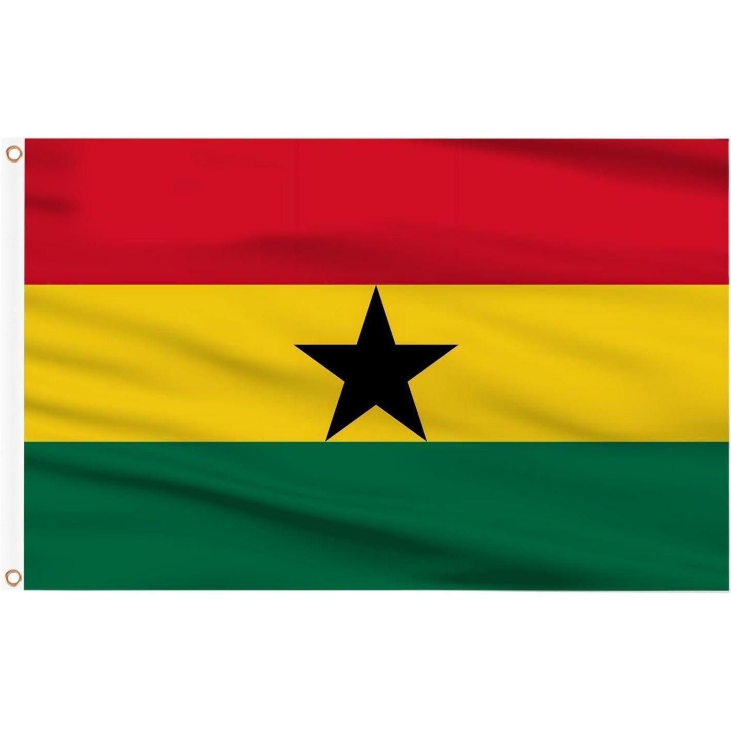 LuxusKollektion Flagge Flagge Ghana 150x90cm Messing Ösen Star Garten Deko 2 Stück Ghana