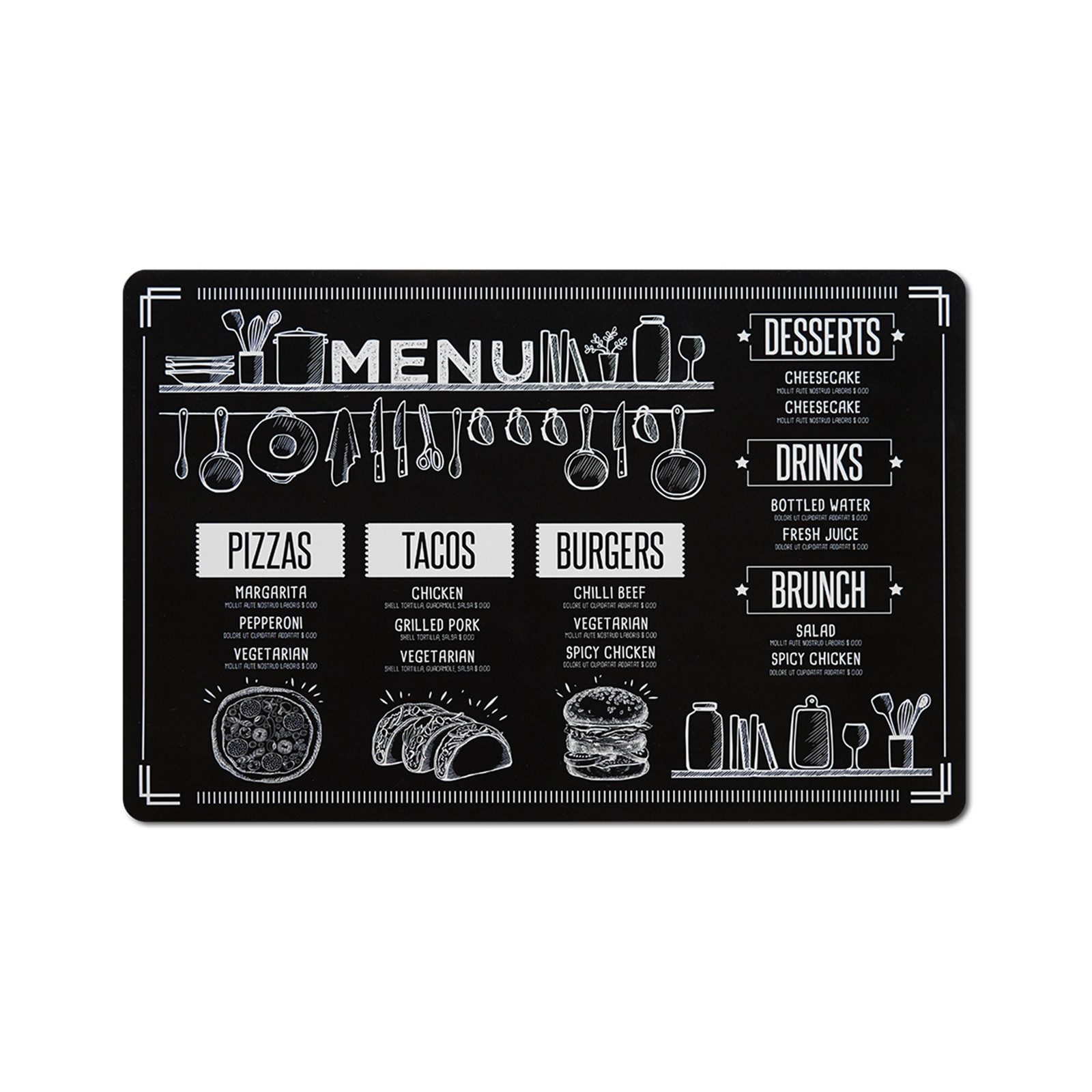 Zeller Present Platzset Platzdecke 1 Stück Menü, (Stück, 1-St., 1 Platzdecke)