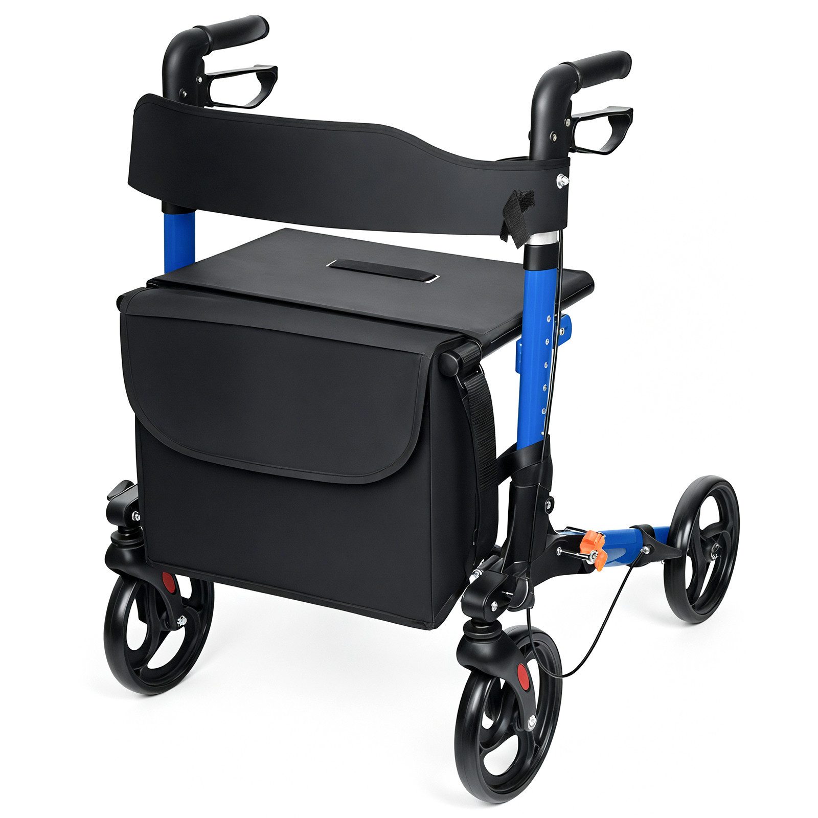 XEOOCE Rollator Faltbarer Aluminium-Rollator mit Sitz, 6-fach höhenverstellbar; In wenigen Sekunden faltbar; 3 Bremsmodi