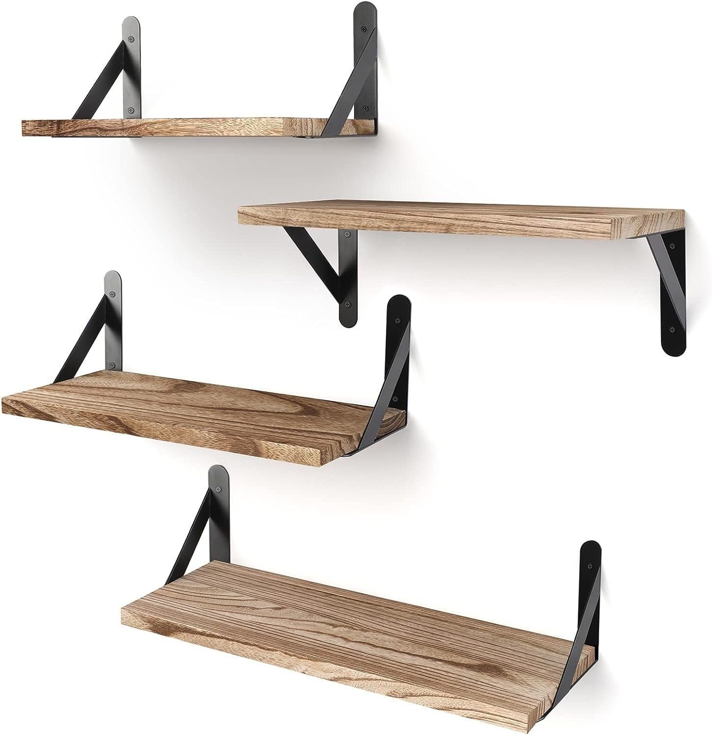 Wandregalhalter Wandregal 4er Set,Schweberegale,Hängeregal Holzregal Wand Dekor