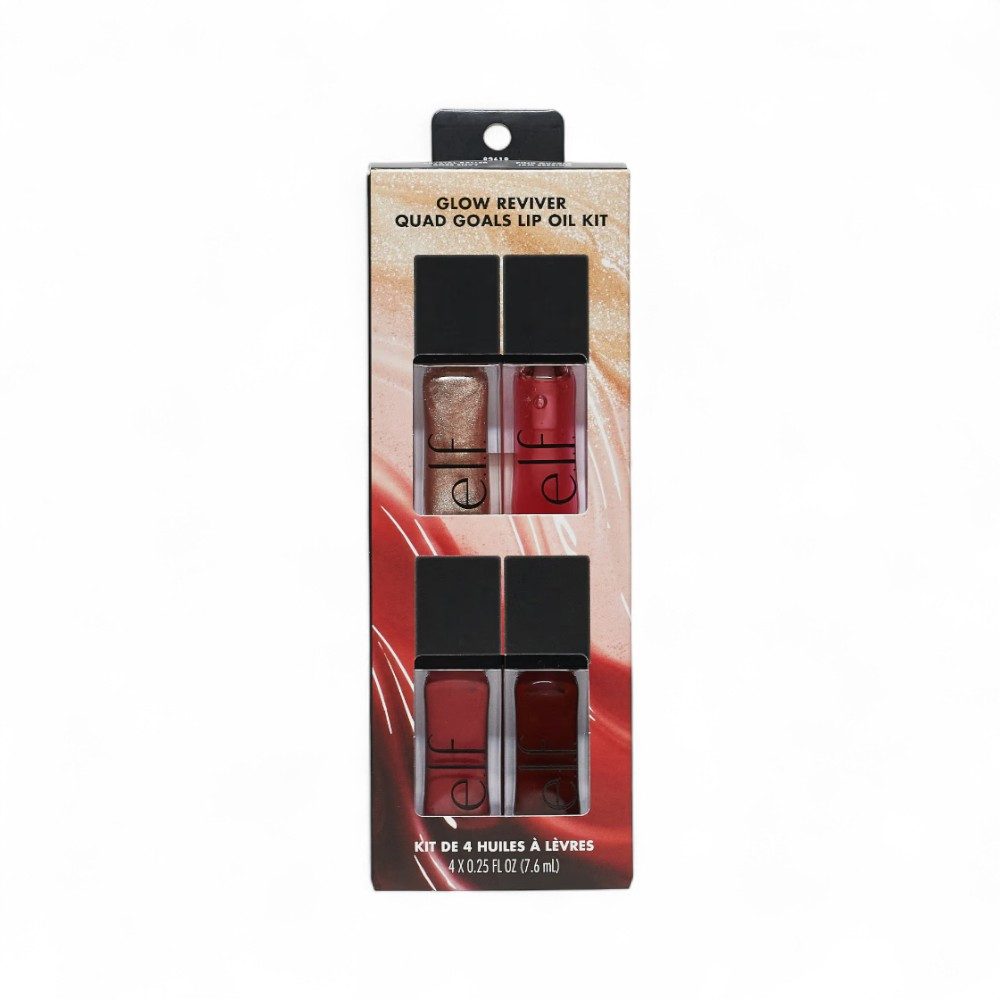 e.l.f Lippenöl Set - Glow Reviver Quad Goals, 4-tlg.