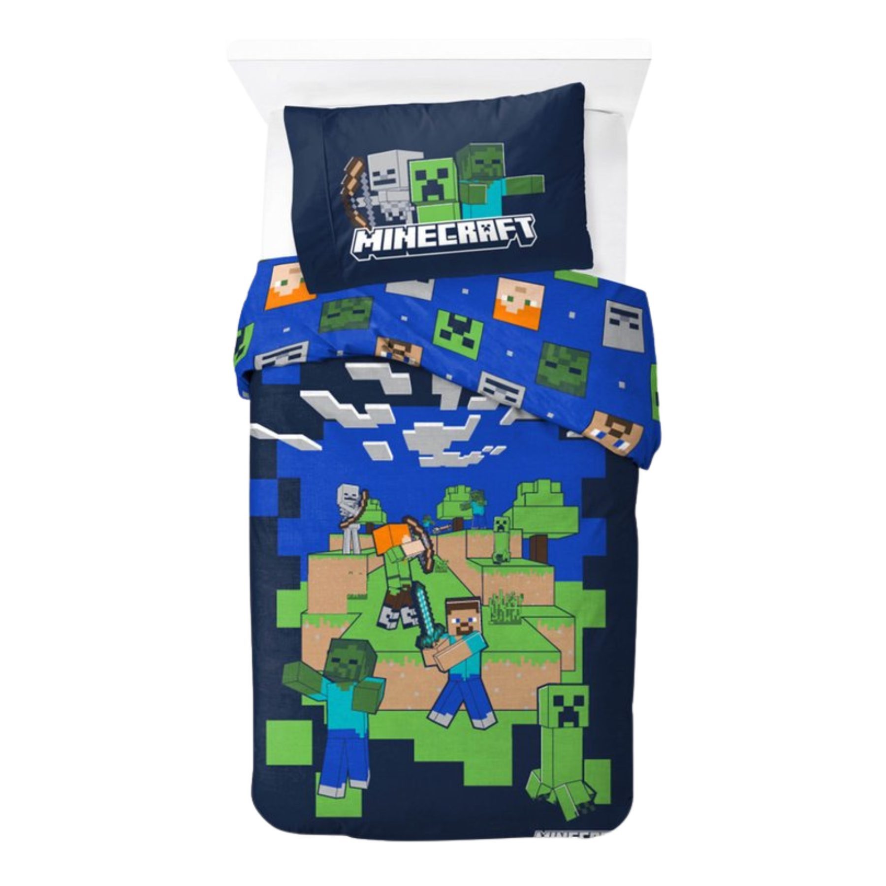 Minecraft Bettwäsche Mehrfarbig Baumwolle Bettbezug Kissenbezug 140 x 200 cm 60 x 63 cm, Baumwolle