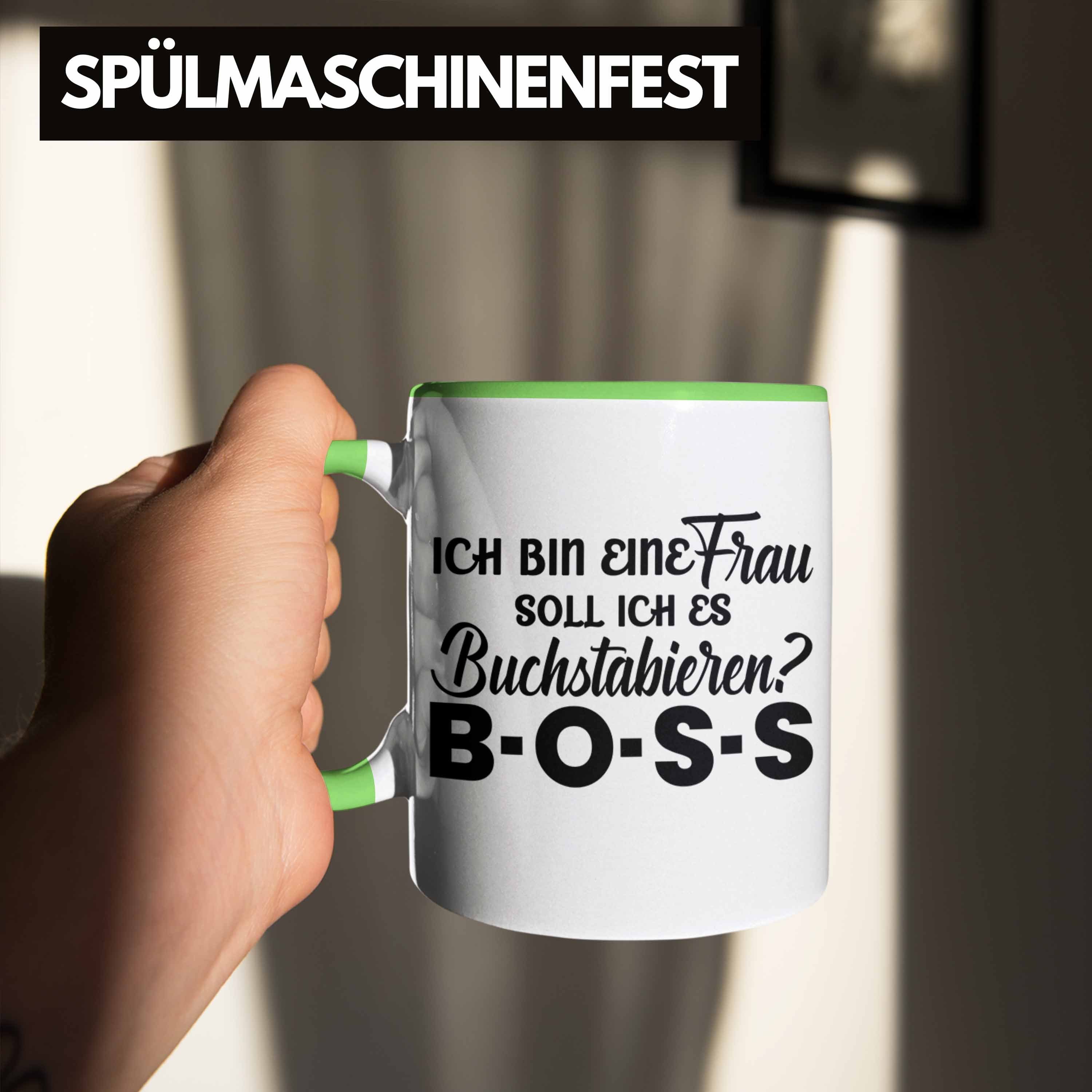 Geschenk Starke Boss Trendation Trendation Tasse für Tasse Frauen Spruch Frau Frauen - Grün Frauentag mit Tasse