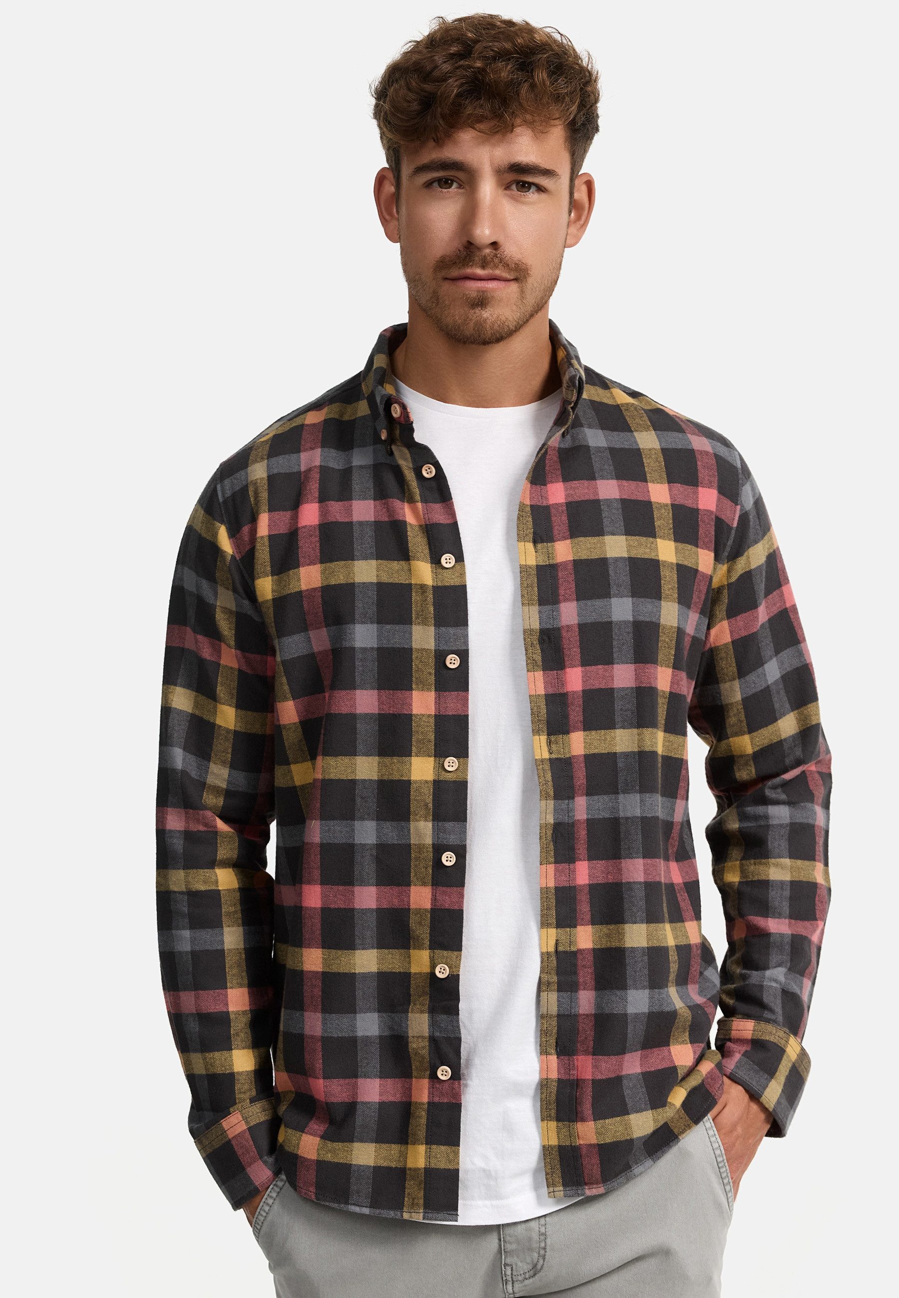 Indicode Langarmhemd Riverside Langarmhemd mit Button-Down-Kragen günstig online kaufen
