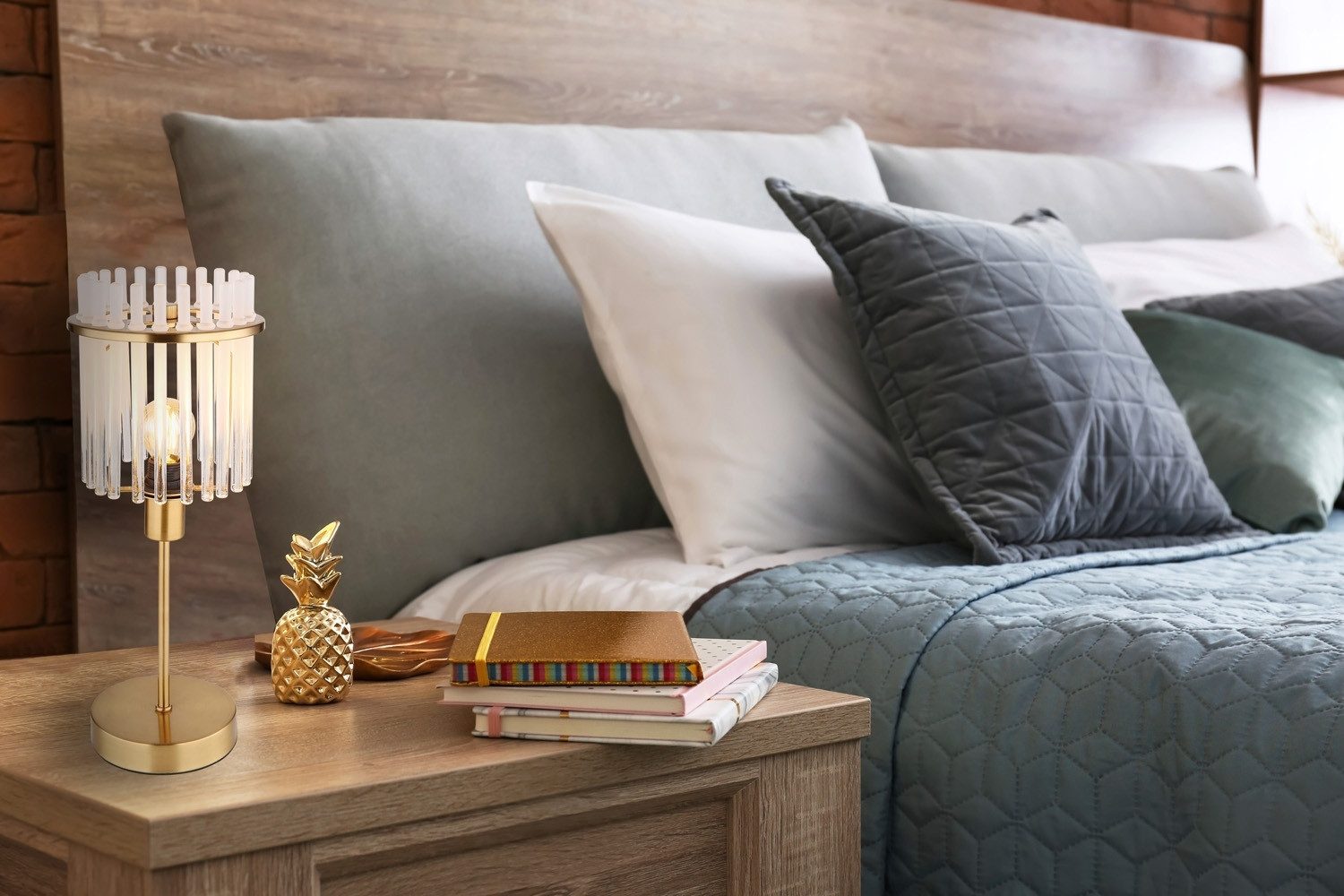 GLOBO LIGHTING Tischleuchte GORLEY, 1-flammig, Goldgelb matt, Metall, H 37, günstig online kaufen