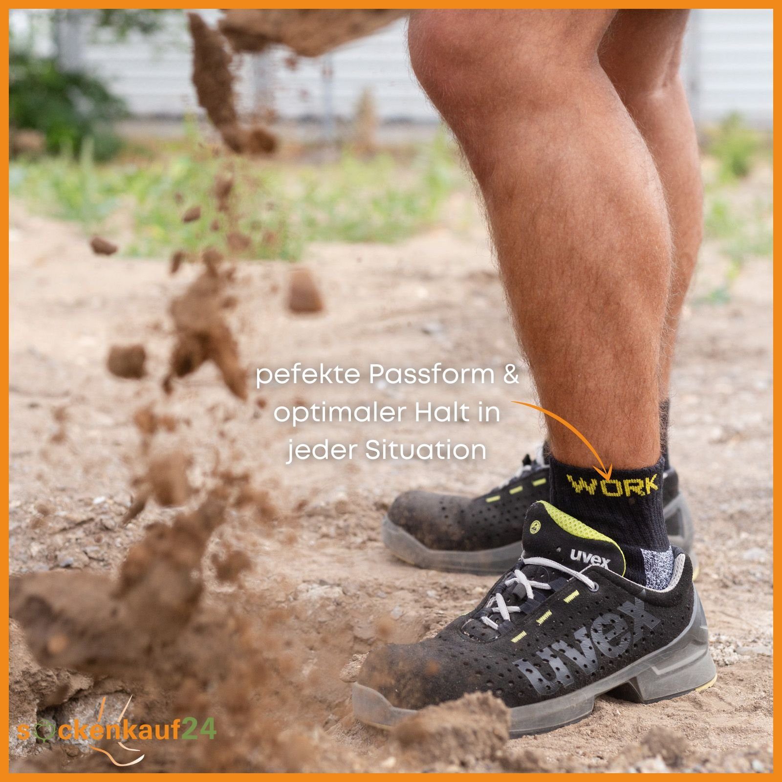 sockenkauf24 Arbeitssocken 10 oder 20 Paar WORK "kurze Arbeitssocken" Herren Kurzsocken (43-46, 10-Paar, Schwarz/Grau Meliert) verstärkt durch Vollfrottee - 10202