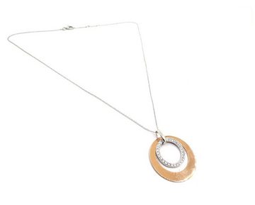 LUISIA® Kette mit Anhänger "Doppel Ring Roségold" 79225 - 925 Silber Halskette mit Zirkonia (60 cm Länge) (Inkl. Schmuckbox), aus Sterling Silber