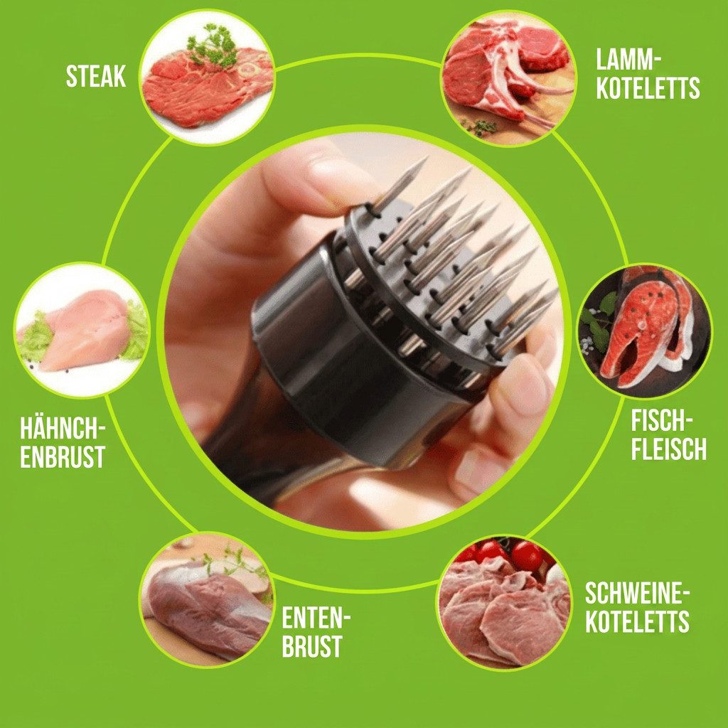 Rolipo Fleischklopfer Fleischklopfer 21 Nadeln Edelstahl Fleischzartmacher für Steak BBQ, für die Küche – Bild 4 von 5
