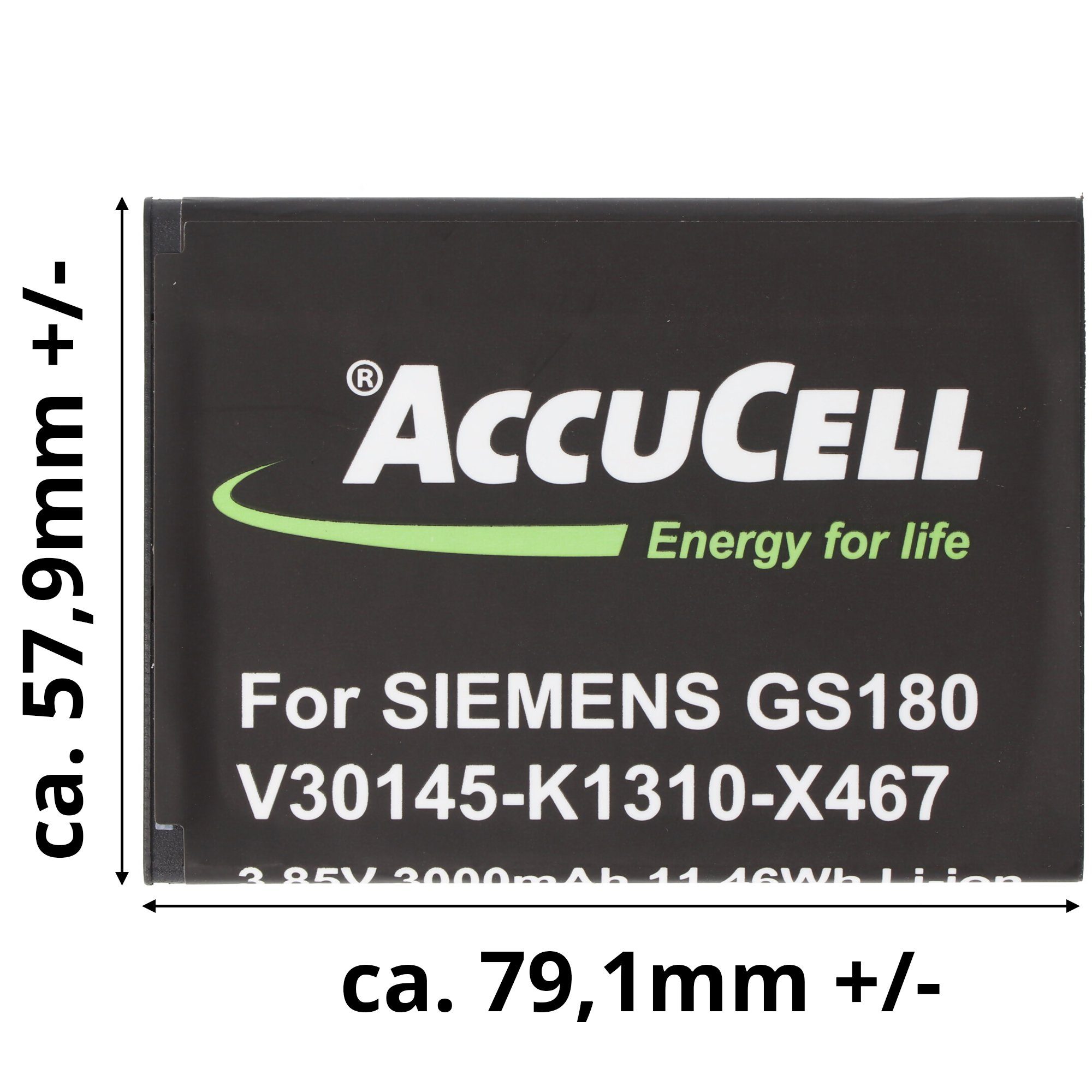 AccuCell AccuCell Akku passend Siemens Akku Gigaset V30145-K1310-X467 mAh für 3,8 (3,8 GS180 3000 V)