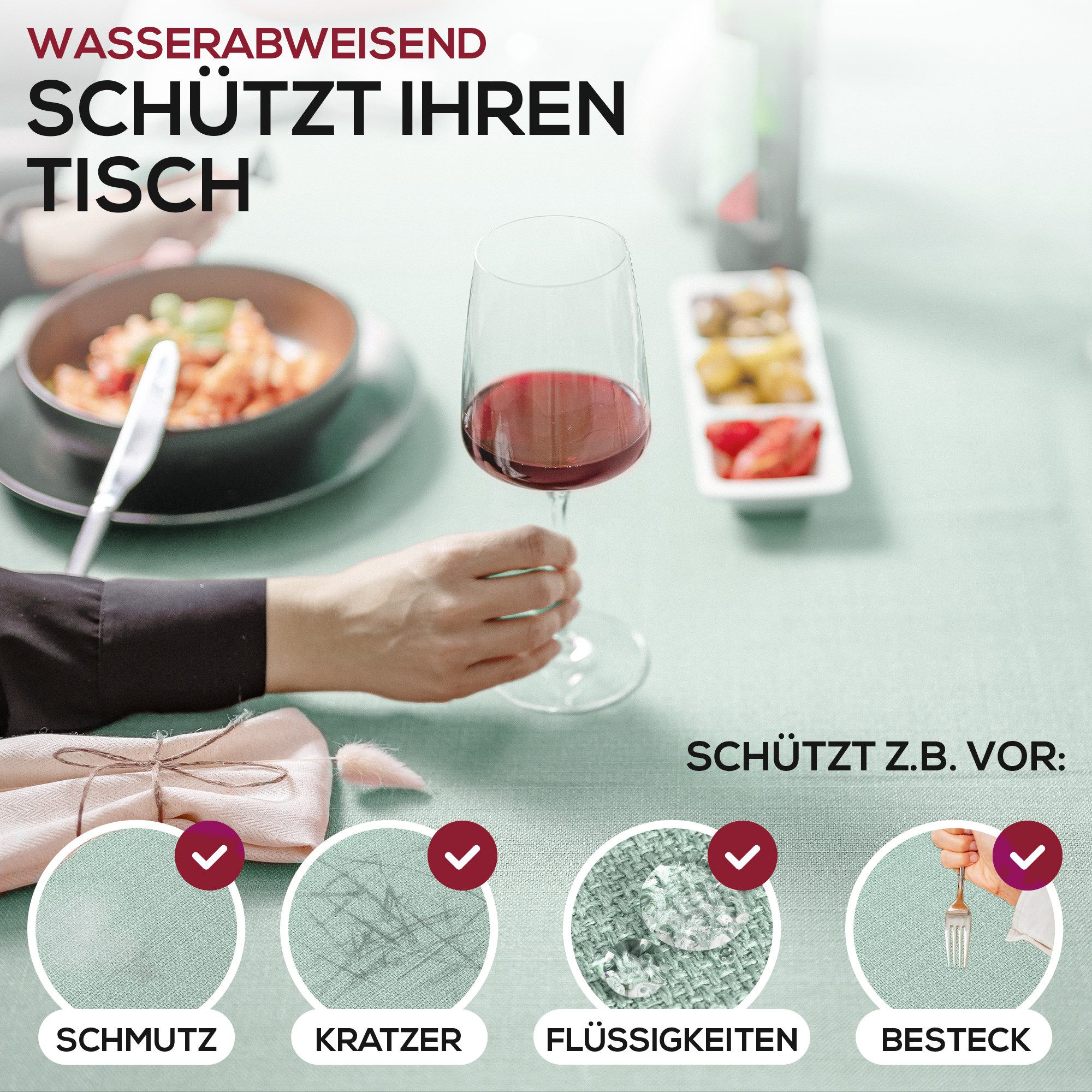 Beautex Tischdecke Lina elegante Leinenoptik, viele Größen und Farben (1-tlg), Schmutzabweisend, knitterarm, sauber umnähmter Saum – Bild 2 von 5