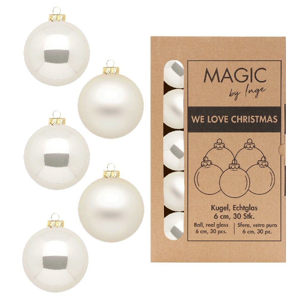 MAGIC by Inge Weihnachtsbaumkugel, Weihnachtskugeln Glas 6cm 30 Stück - Champagne