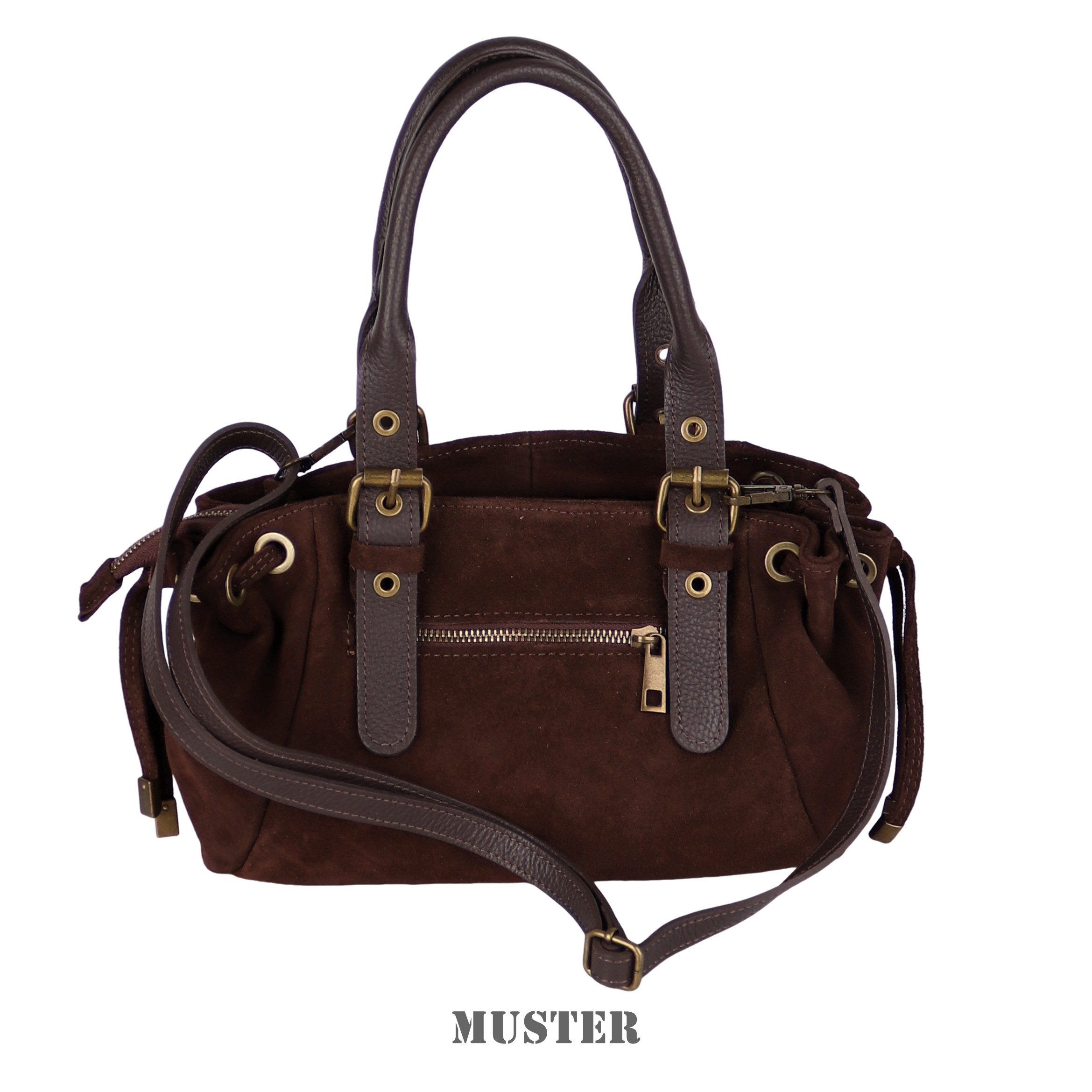 MIRROSI Umhängetasche Damen Wildleder Handtasche – Made in Italy, ca.28 x 18 x 11 cm, Schultertasche Umhängetasche mit langem Riemen – Bild 5 von 5