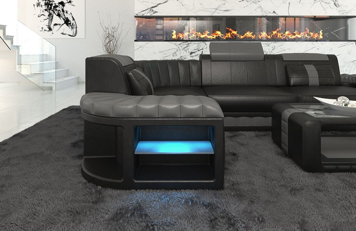 Sofa Dreams Ecksofa Ledercouch Ledersofa Bergamo L Form Leder Sofa, Couch, mit LED, wahlweise mit Bettfunktion als Schlafsofa, Designersofa