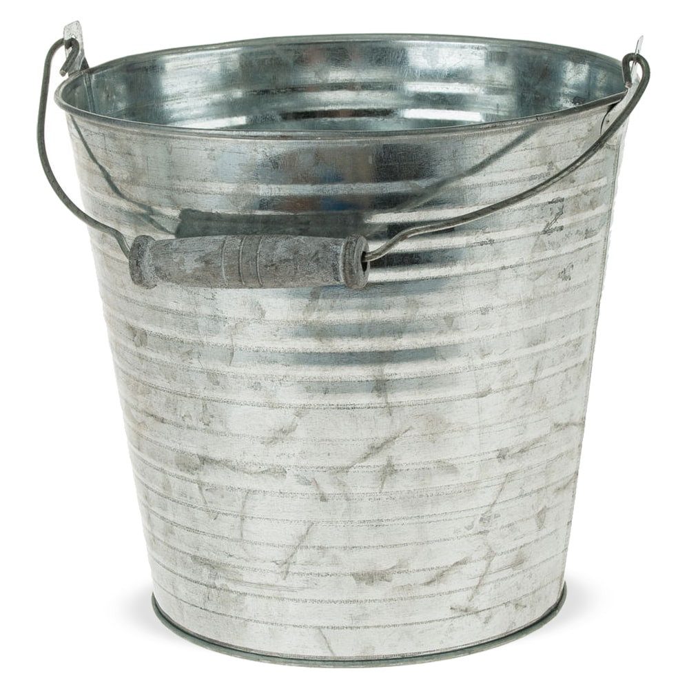 matches21 HOME & HOBBY Blumentopf Zinkeimer Henkel Rillen Pflanzeimer Pflanzgefäße Ø 20-28 cm (1 St)