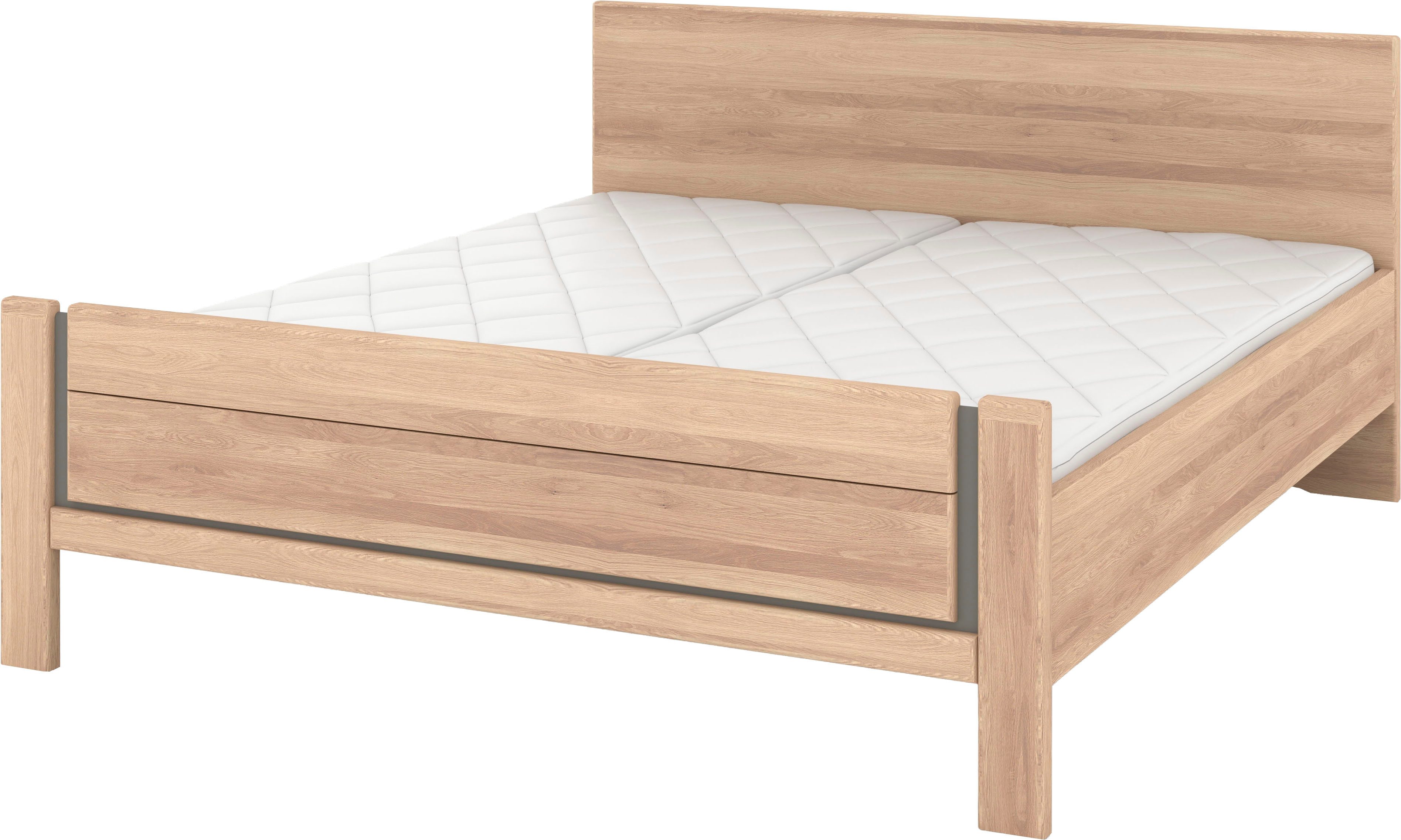 Musterring Holzbett Sorrent, Bettgestell, Bettrahmen, teilmassiv Eiche (MADE IN GERMANY), Eiche teilmassiv, Liegehöhenverstellung, Stollenfußteil