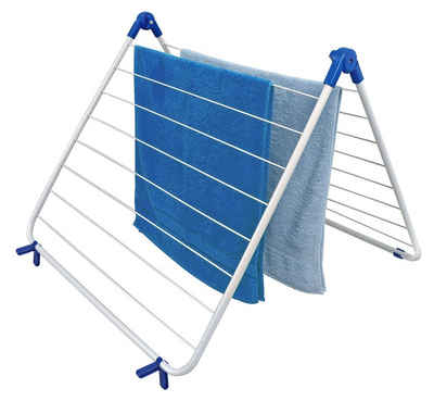 Spetebo Badewannen-Wäscheständer Wäscheständer für Badewanne weiß-blau 10 Meter, klappbar / flexibel