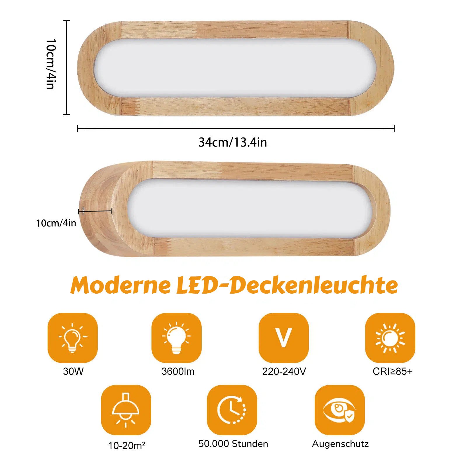 BlingBin LED Wandleuchte 12W Innen Holz Wandlampe, Moderne LED Wandleuchte Warmweiß 3000K, Beleuchtungsfläche: 5–8 m², LED fest integriert, Warmweiß, LED Wandbeleuchtung für Schlafzimmer Wohnzimmer Treppenhaus Korridor