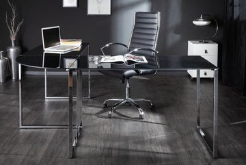 riess-ambiente Eckschreibtisch BIG DEAL 180cm schwarz / silber, Arbeitszimmer · Glas · Metall · groß · Modern Design · Home Office