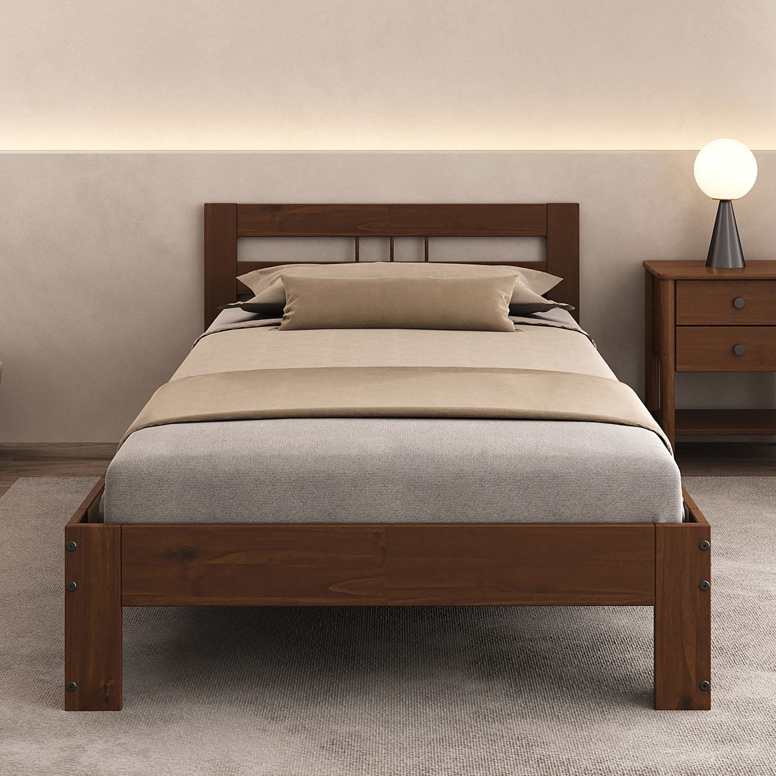 IDIMEX Massivholzbett THEO, Einzelbett aus Massivholz 90x200 cm- kastanie günstig online kaufen