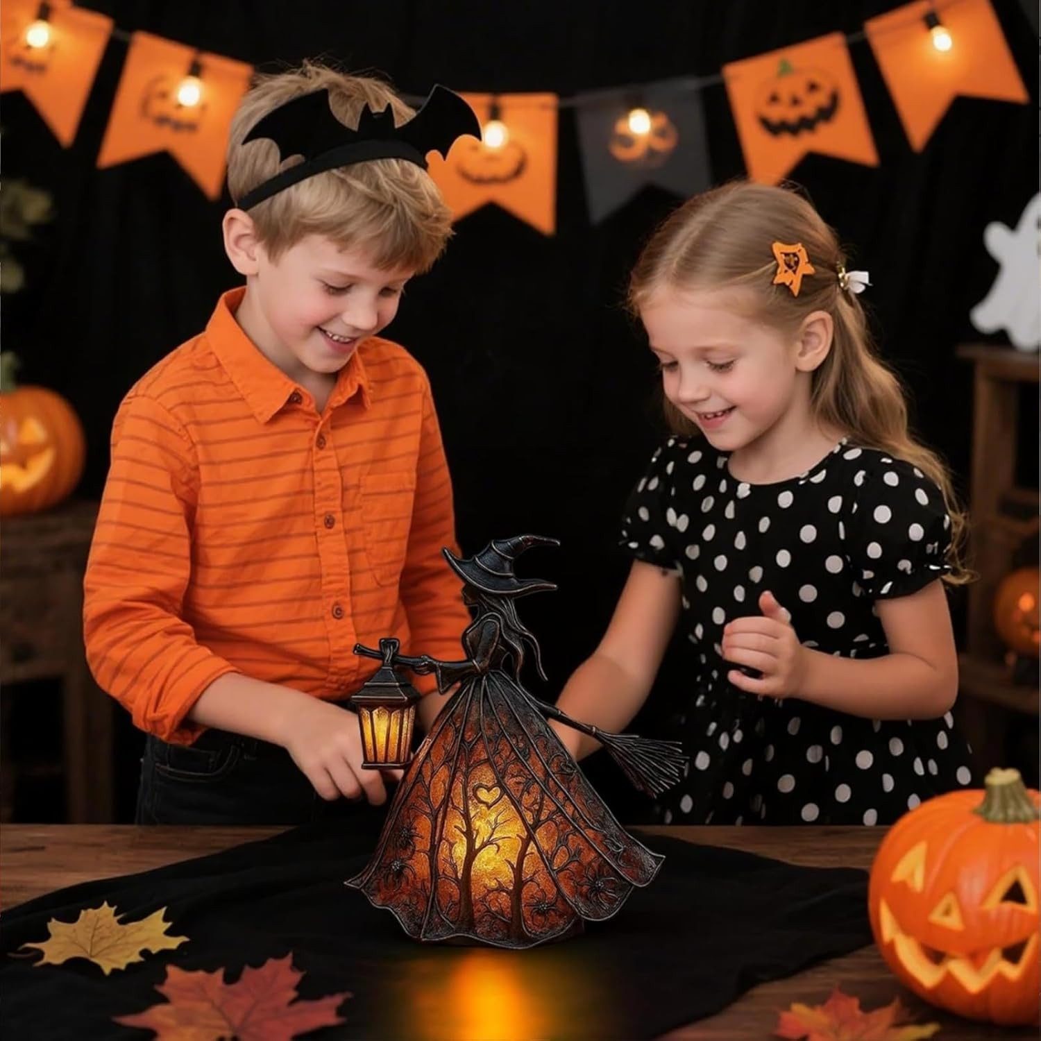 FELIXLEO Außen-Stehlampe Halloween Hexenlampe, gotische Hexenhut Nachtlampe, warmes Licht, Deko – Bild 5 von 5