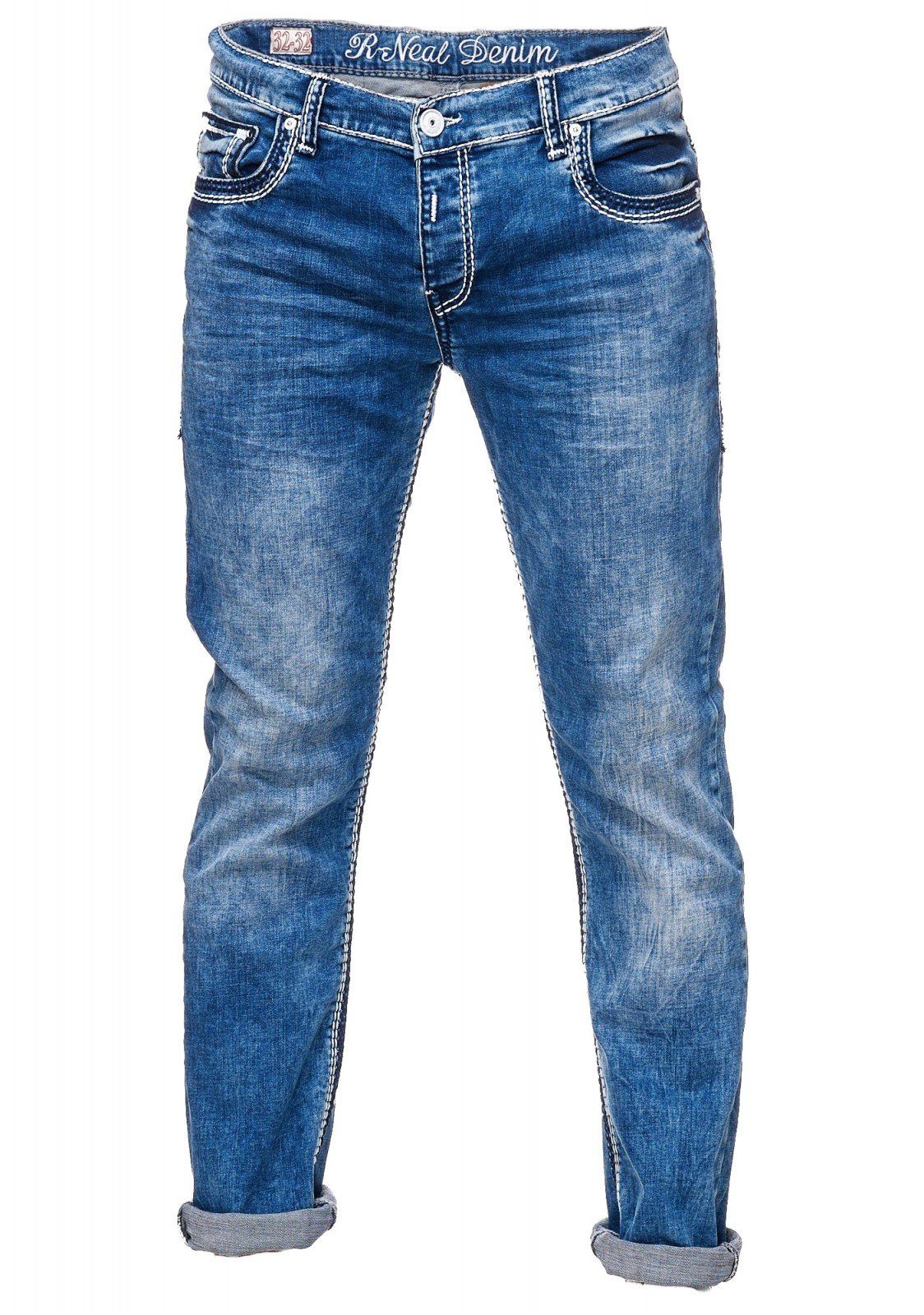 mit Neal Rusty Regular-fit-Jeans jeansblau dezenter Waschung