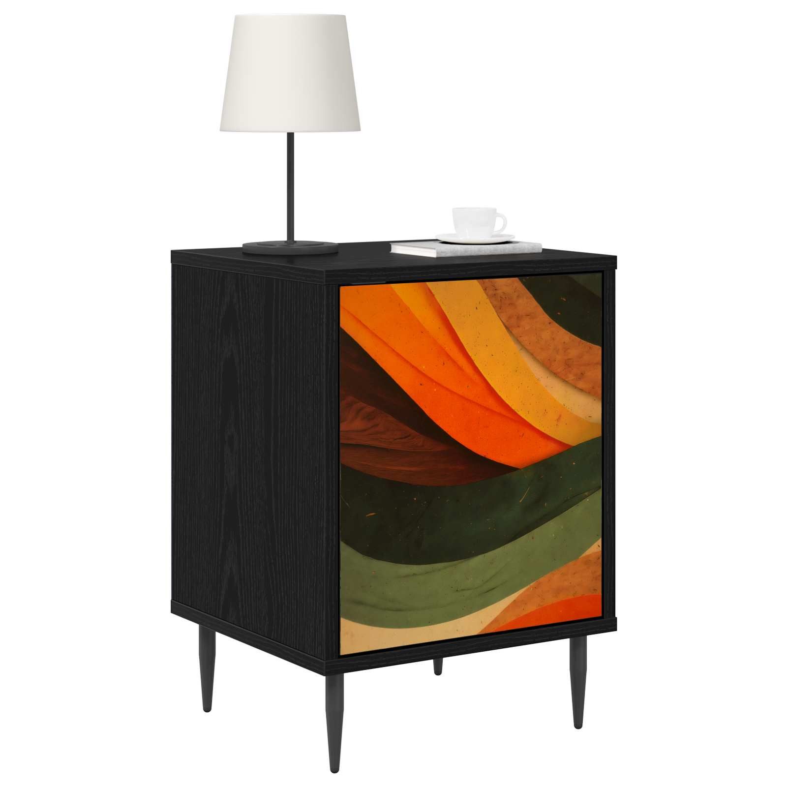 vidaXL Nachttisch Nachttisch BONN 2 stk. Schwarz Eichen-Optik 36 x 33 x 51 cm (2-St)