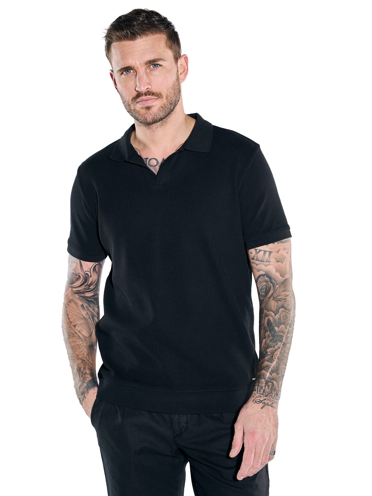 emilio adani Poloshirt emilio adani Herren Polo-Shirt uni, Schwarz