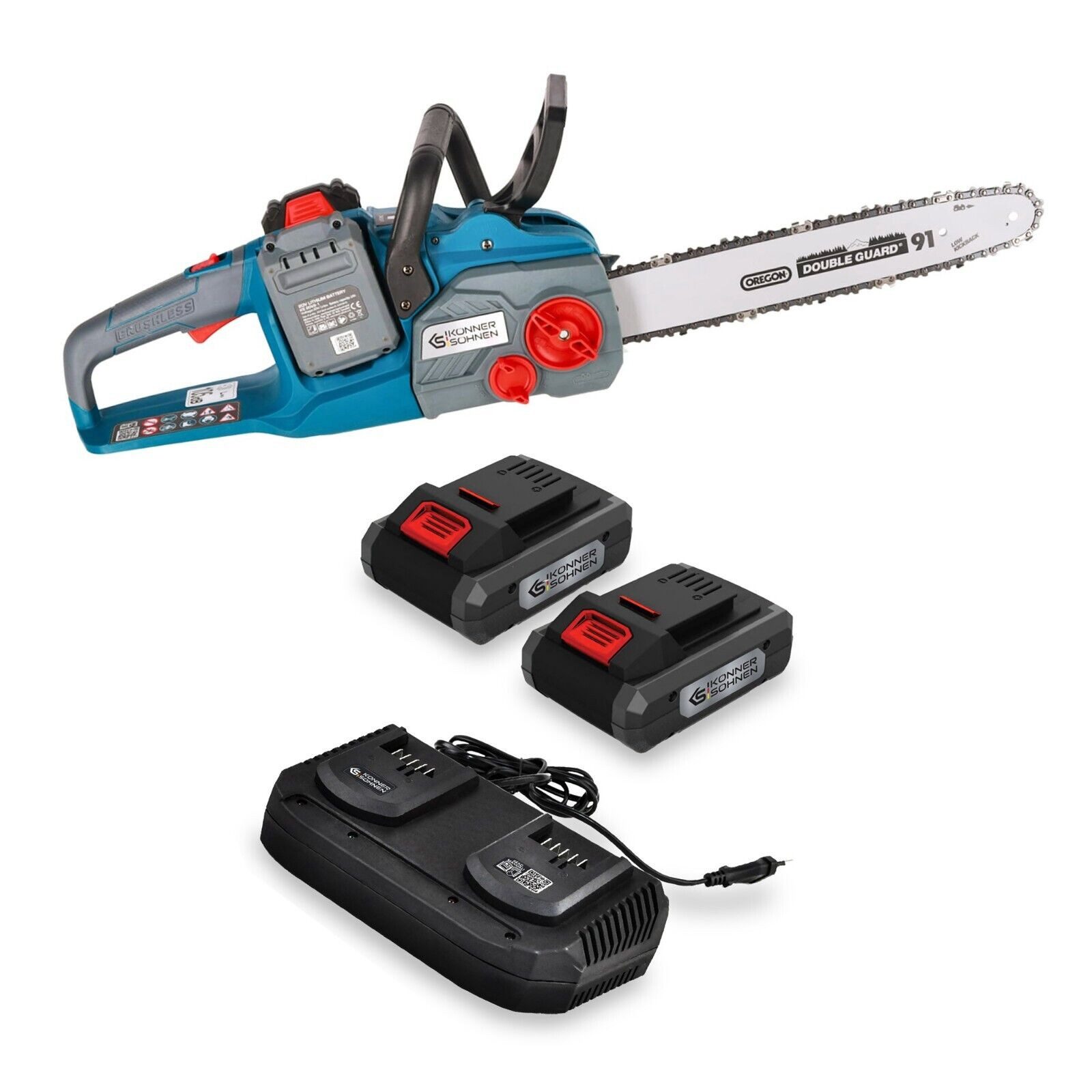 Könner & Söhnen Akku-Kettensäge KS CS40V-16 + KS C35A-2 + KS 20V4-2 (2 pcs), 1-tlg.