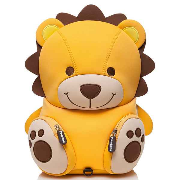 Pandana Kinderrucksack Kinderrucksack Lenny Löwe mit Brustgurt und Anti-Lost-System, strapazierfähiges und pflegeleichtes Neopren-Material, waschbar