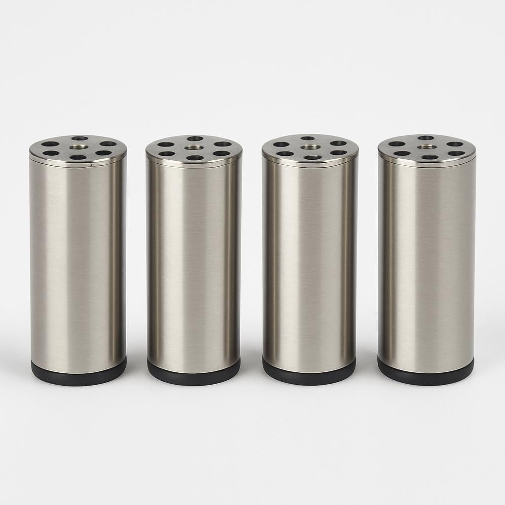 HOOZ Möbelfuß Möbelfüße 4er Set Edelstahl gebürstet – Silber matt – 80–150 mm, (Set, 4-St., 15 cm), in 4 verschiedenen Größen