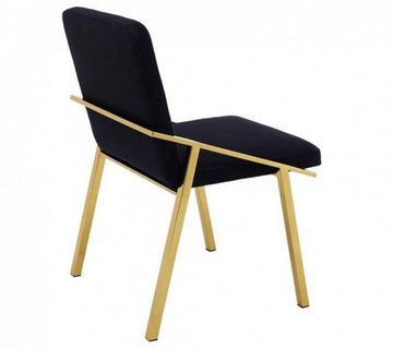 Casa Padrino Besucherstuhl Luxus Designer Stuhl Schwarz Gold - Luxus Kollektion