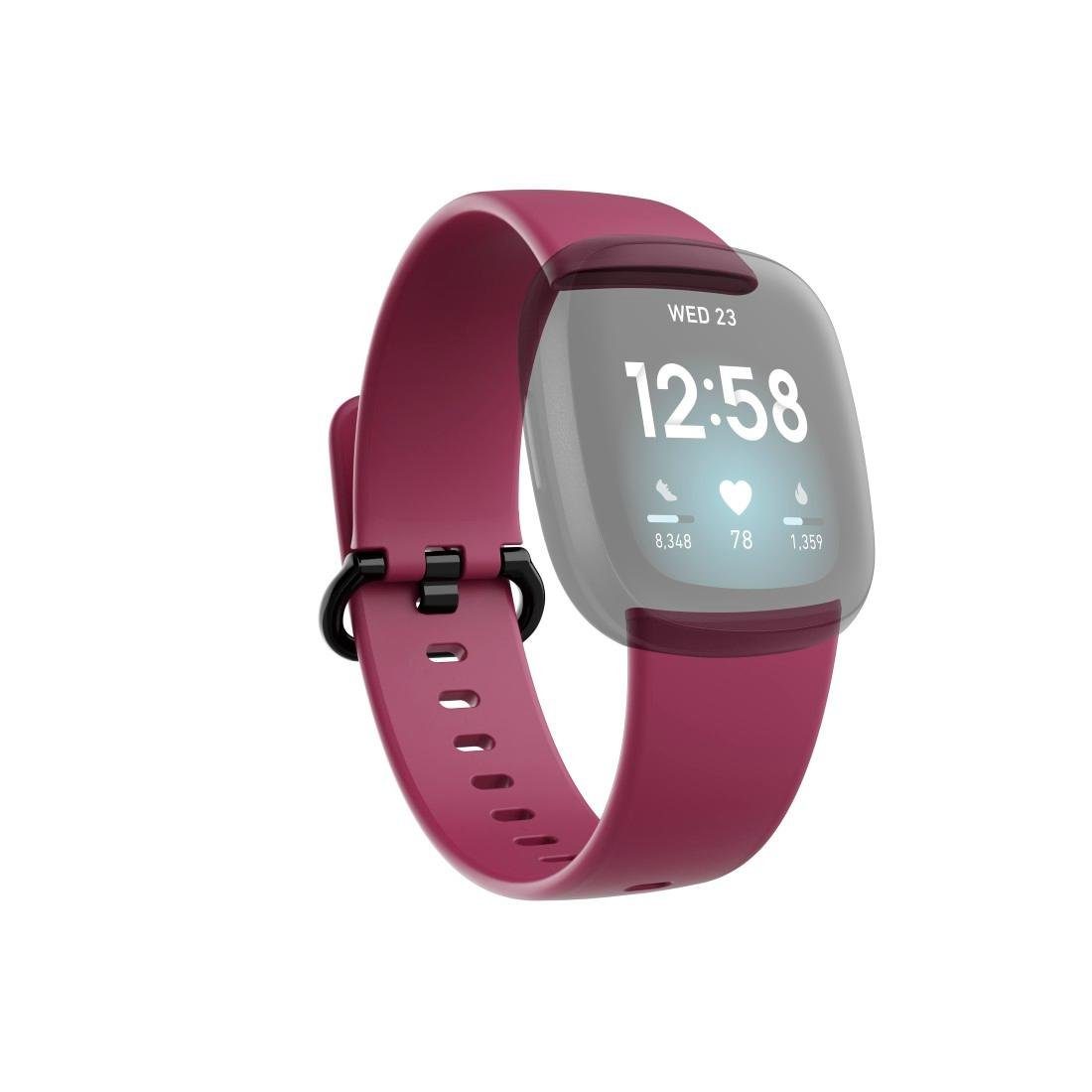 Hama Smartwatch-Armband Ersatzarmband für Fitbit Versa 3/4/Sense (2), TPU, 22 cm/21 cm Bordeaux