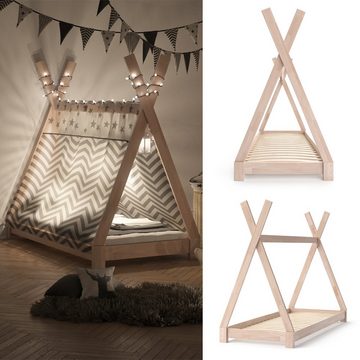 VitaliSpa® Kinderbett Kinderhausbett 80x160cm TIPI Natur