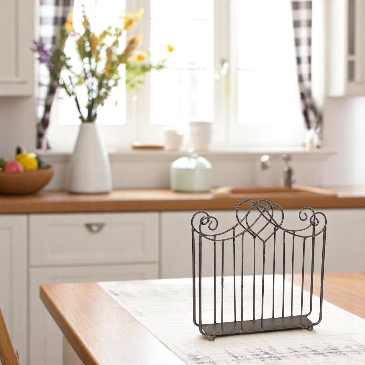 Macosa Home Serviettenhalter Servietteständer Landhaus Braun Metall Tischdekoration, Metall, (1-tlg., Servietten Halter Tisch Dekoration), Aufbewahrung Serviettenkorb Serviettenspender Tischdeko
