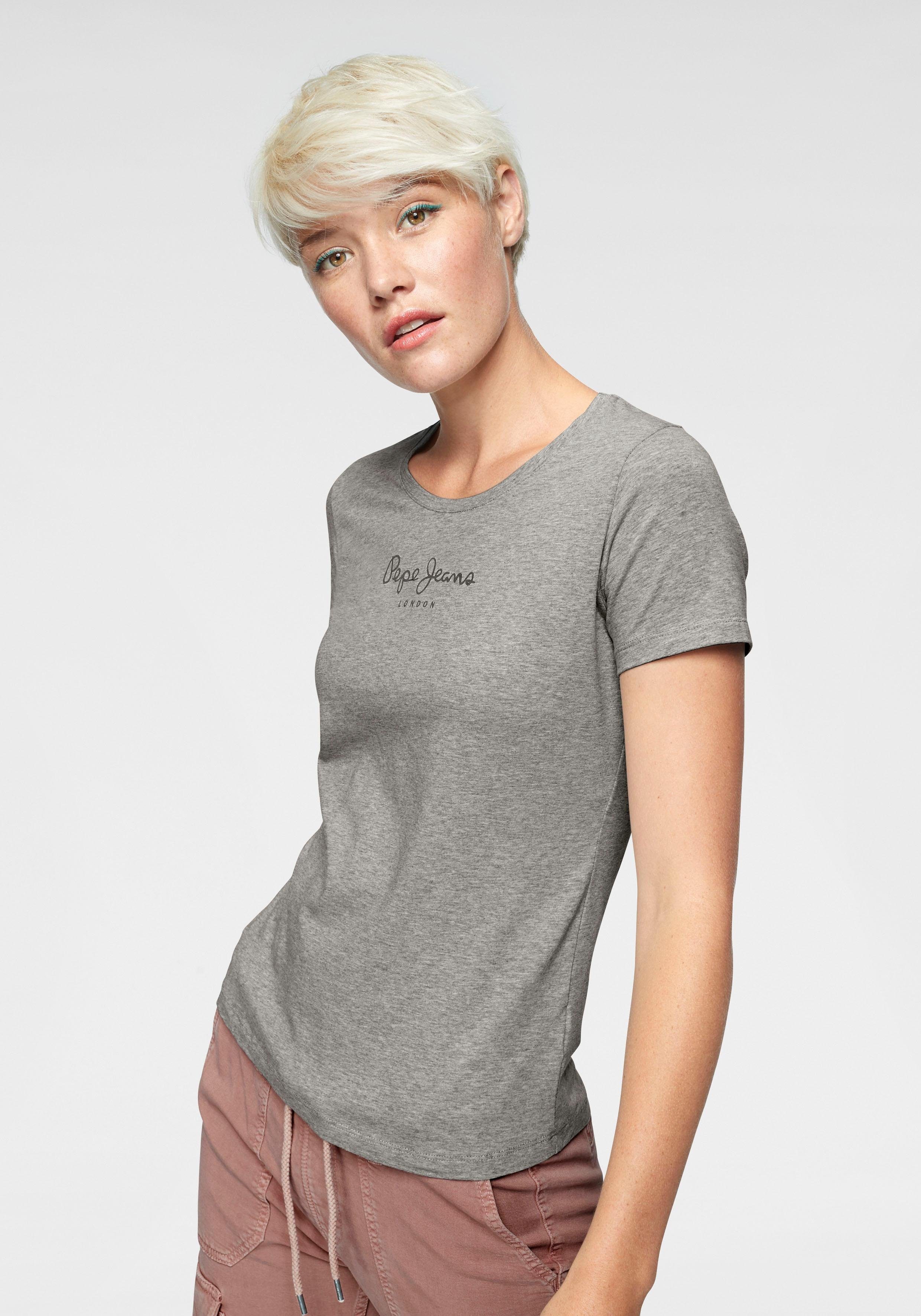 Jeans grey T-Shirt NEW Pepe mit VIRGINIA Logo-Print marl 933