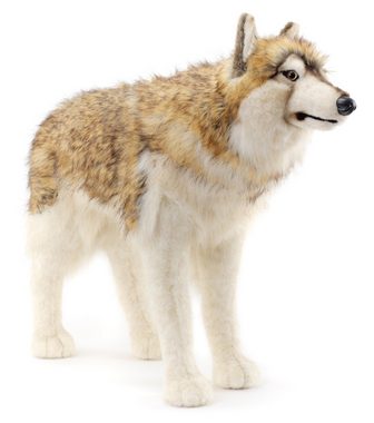 Uni-Toys Kuscheltier Wolf, stehend - 94 cm (Länge) - Plüsch-Wolf, Lupus - Plüschtier, zu 100 % recyceltes Füllmaterial
