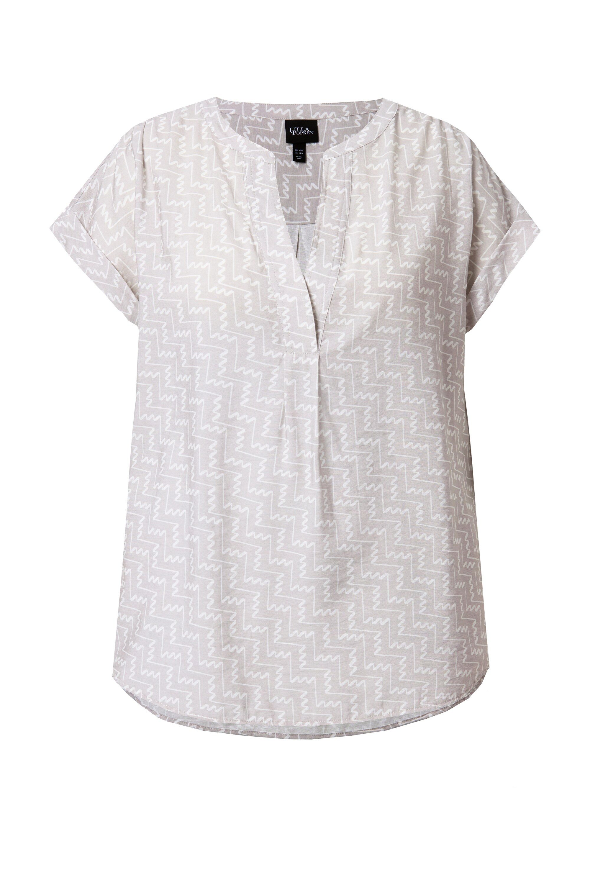 Ulla Popken Tunika Tunikabluse grafischer Druck Tunika-Ausschnitt günstig online kaufen