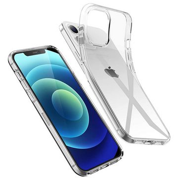 CoolGadget Handyhülle Transparent als 2in1 Schutz Cover Set für das Apple iPhone 12 / 12 Pro 6,1 Zoll, 2x Glas Display Schutz Folie + 1x Case Hülle für iPhone 12 12 Pro