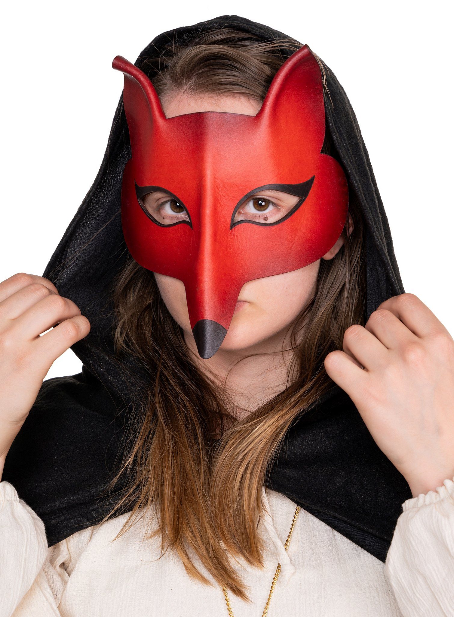 Andracor Verkleidungsmaske Volpe Femmina de cuoio, Elegante venezianische Fuchsmaske für besonders ausgefuchste Partygä