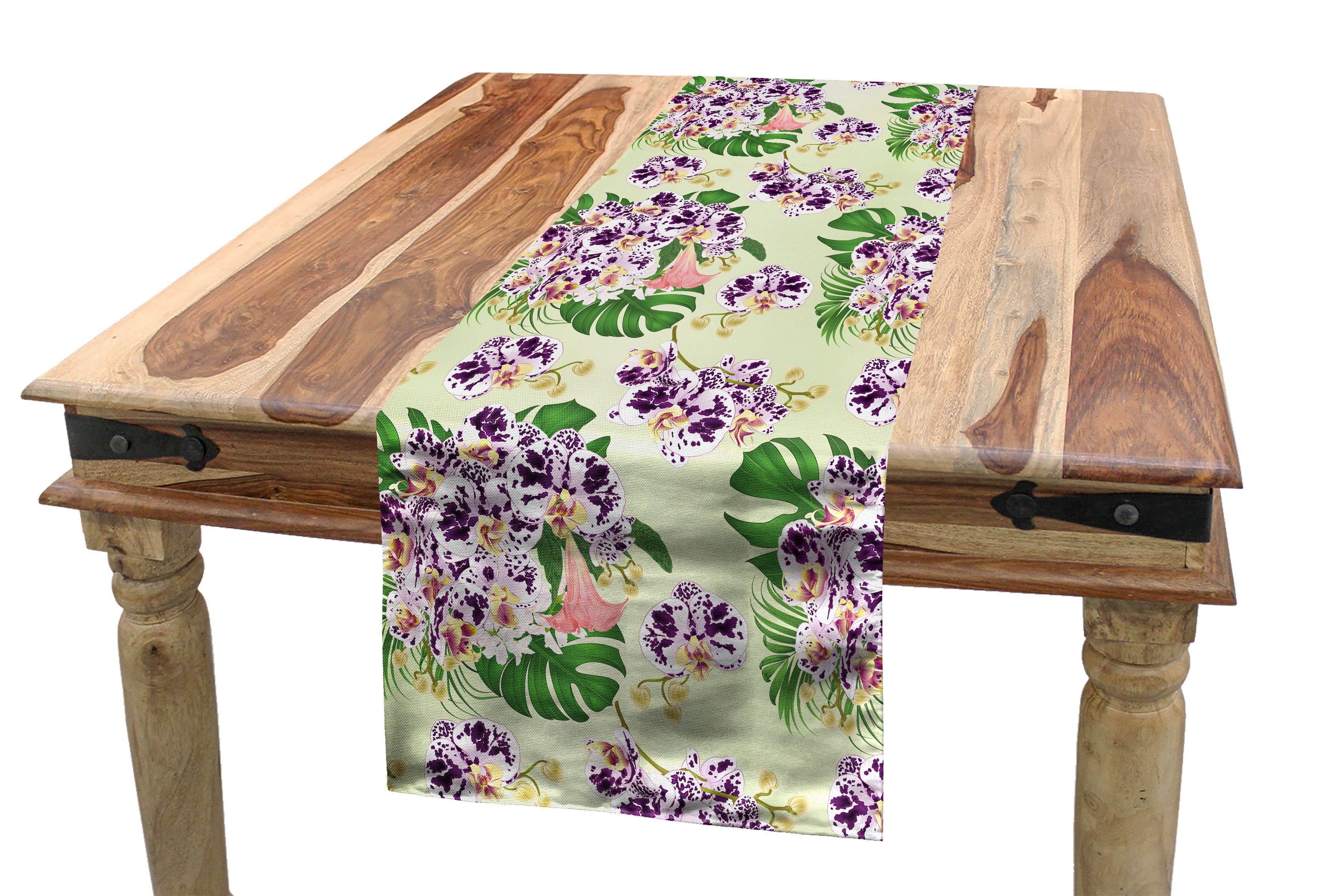 Abakuhaus Tischläufer Esszimmer Küche Rechteckiger Dekorativer Tischläufer, Philodendron Spotted Orchid Blume