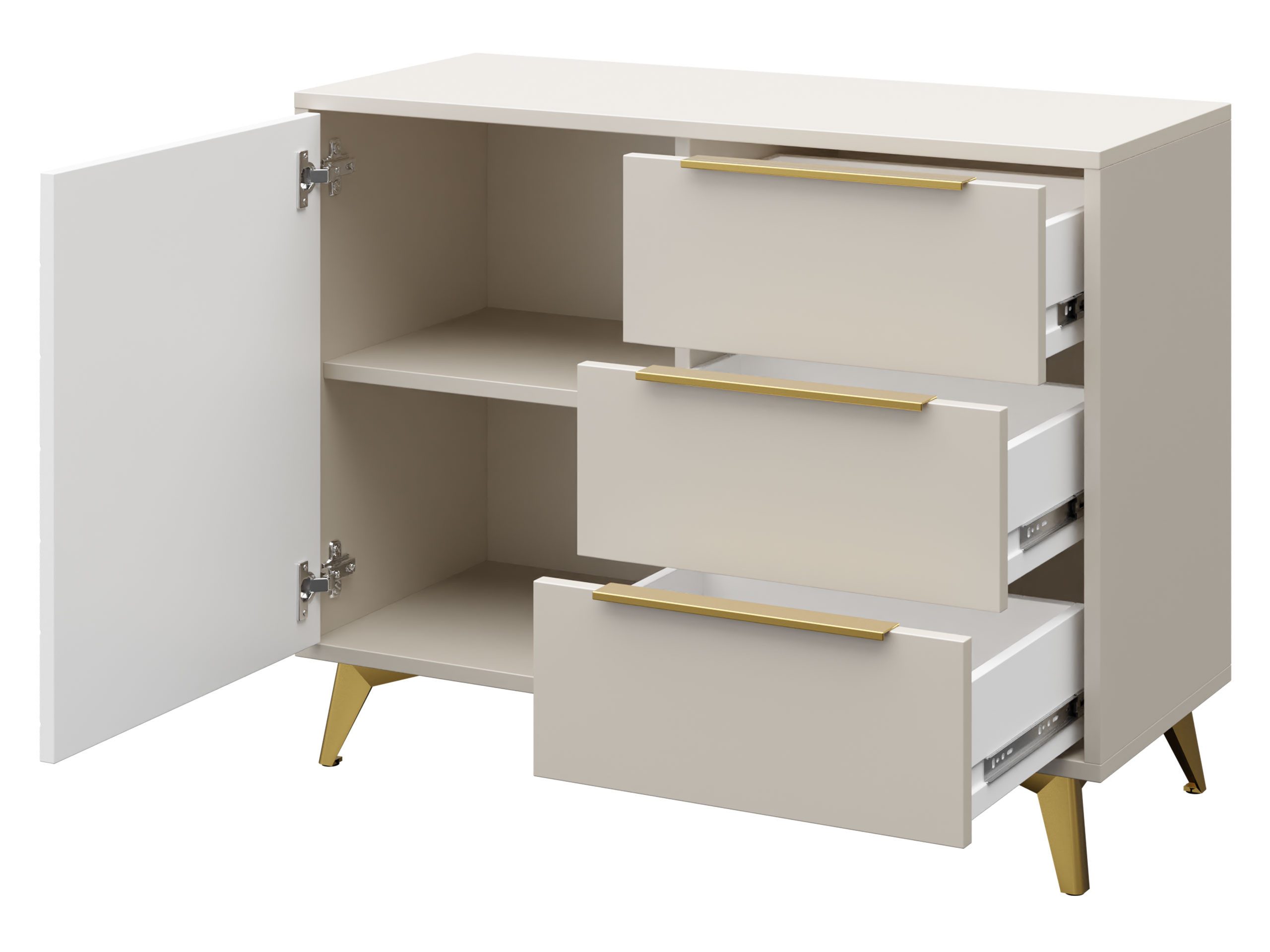 MIRJAN24 Kommode Xylix 100 1D3SZ (mit Drehtür und drei Schubladen), 104x40x80 cm – Bild 5 von 5