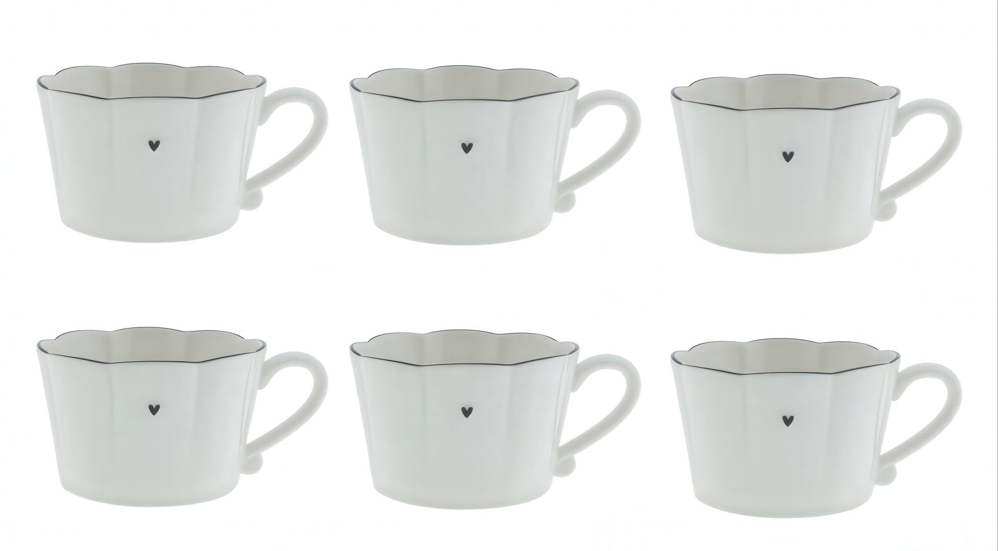 Bastion Collections Tasse Ruffle Heart, Keramik, Spülmaschinengeeignet, Weiß, Motiv: Herz, Höhe: 7cm