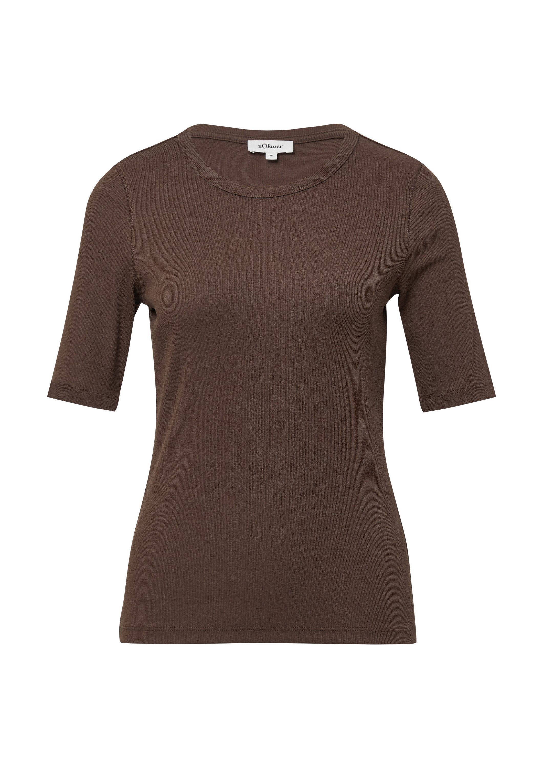 s.Oliver Kurzarmshirt T-Shirt Geripptes T-Shirt im Slim Fit aus Baumwollmix günstig online kaufen