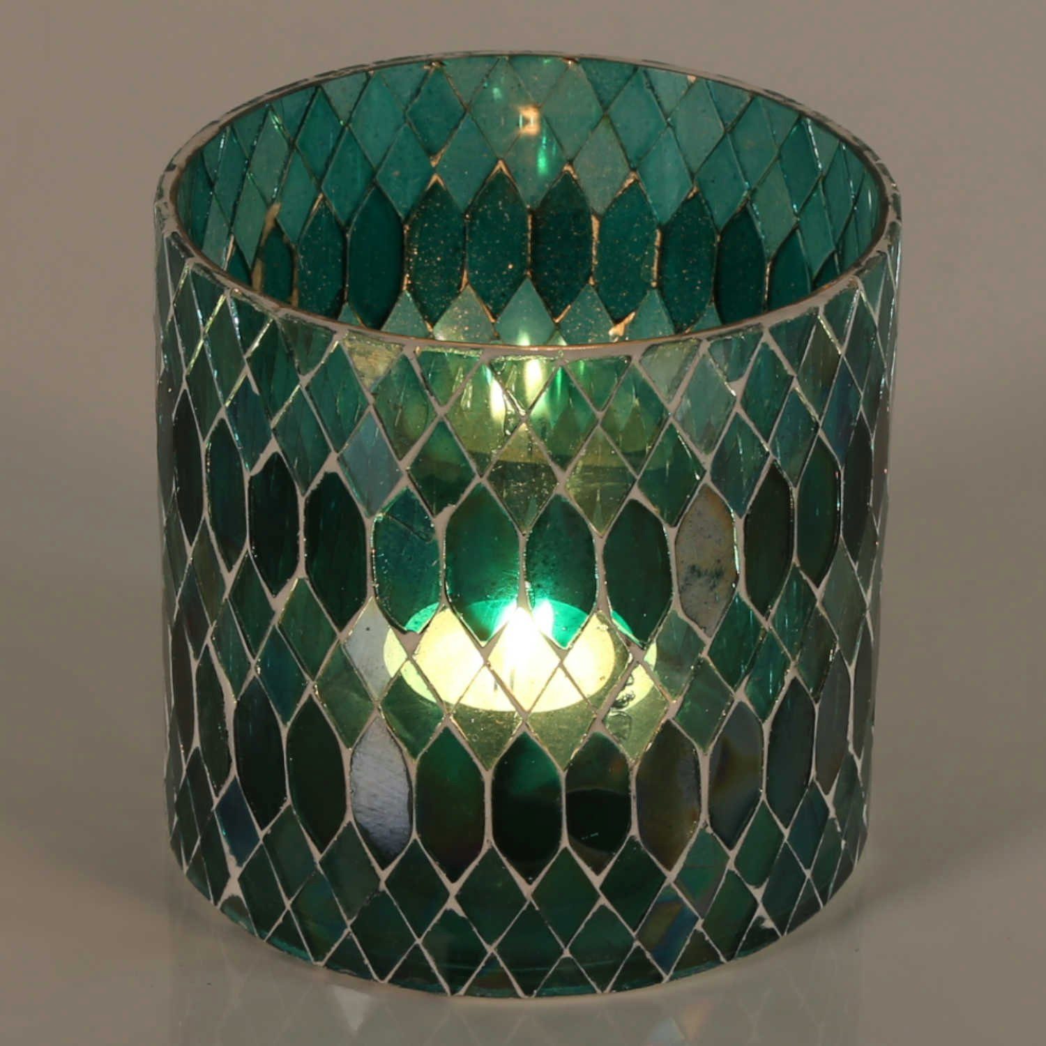 Windlicht Marokkanisches Mosaik Windlicht Rayan Grün aus Glas handgefertigt