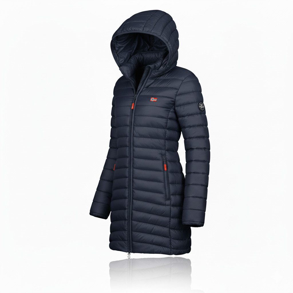Geographical Norway Steppmantel Hochwertige Outdoorjacke ATIKA HOOD LONG (1-tlg) Outdoor Steppjacke Parka Lange Mit Kapuzenjacke Steppmantel