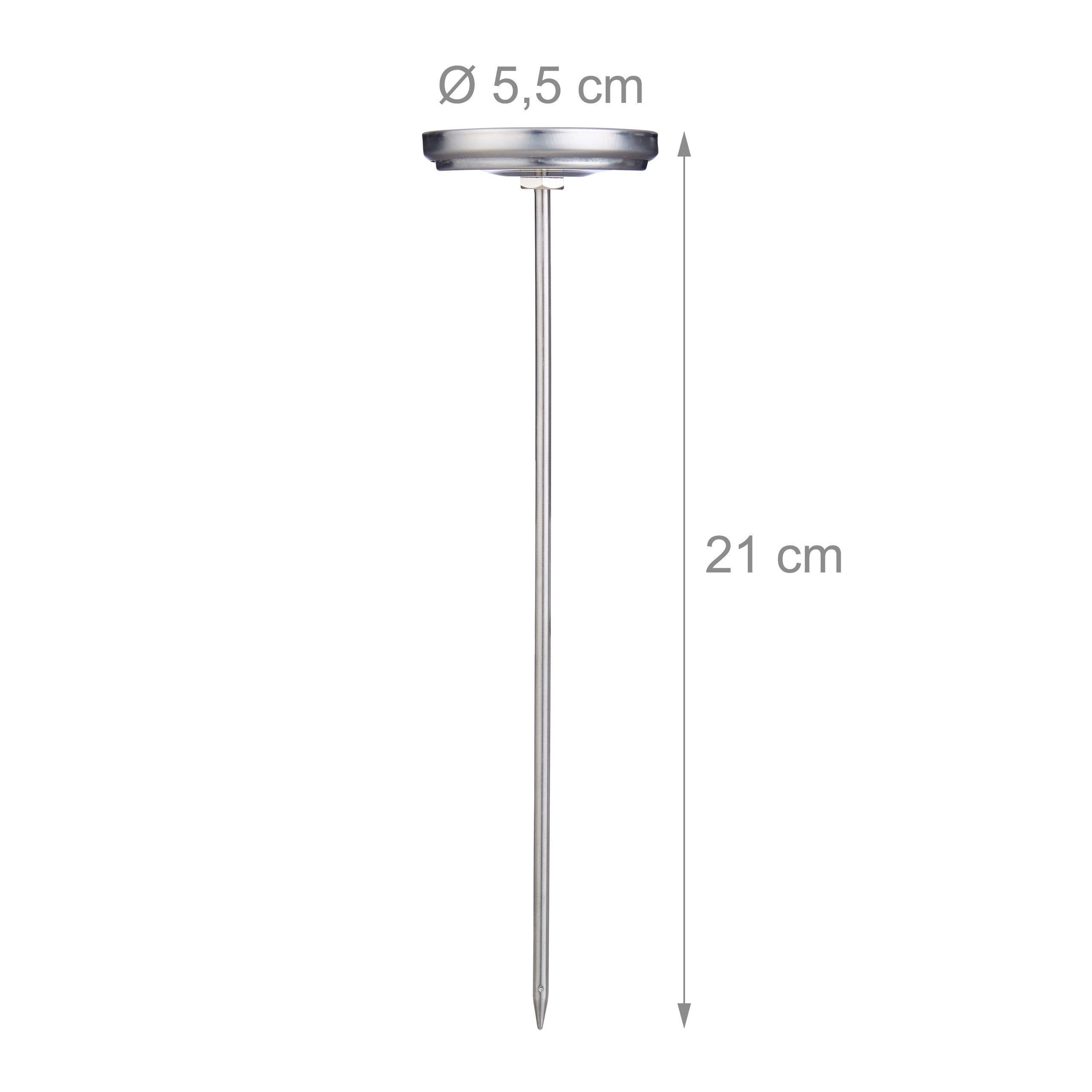 relaxdays Grillthermometer Analoges Edelstahl Einstichthermometer