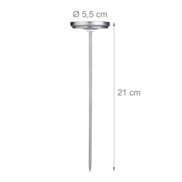 relaxdays Grillthermometer Analoges Edelstahl Einstichthermometer