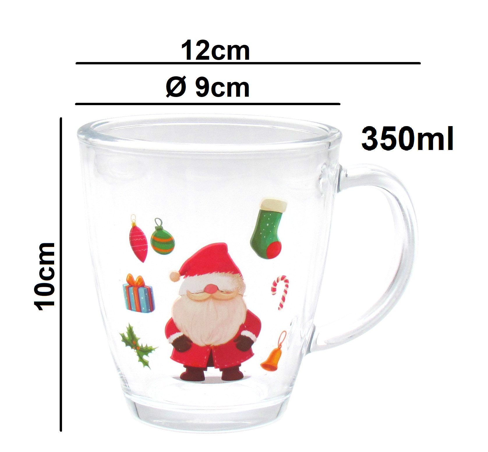 steinwohn Teeglas 6er Set Kinderpunsch- & Glühweingläser 350 ml, dickwandiges Qualitätsglas Mikrowellengeeignet