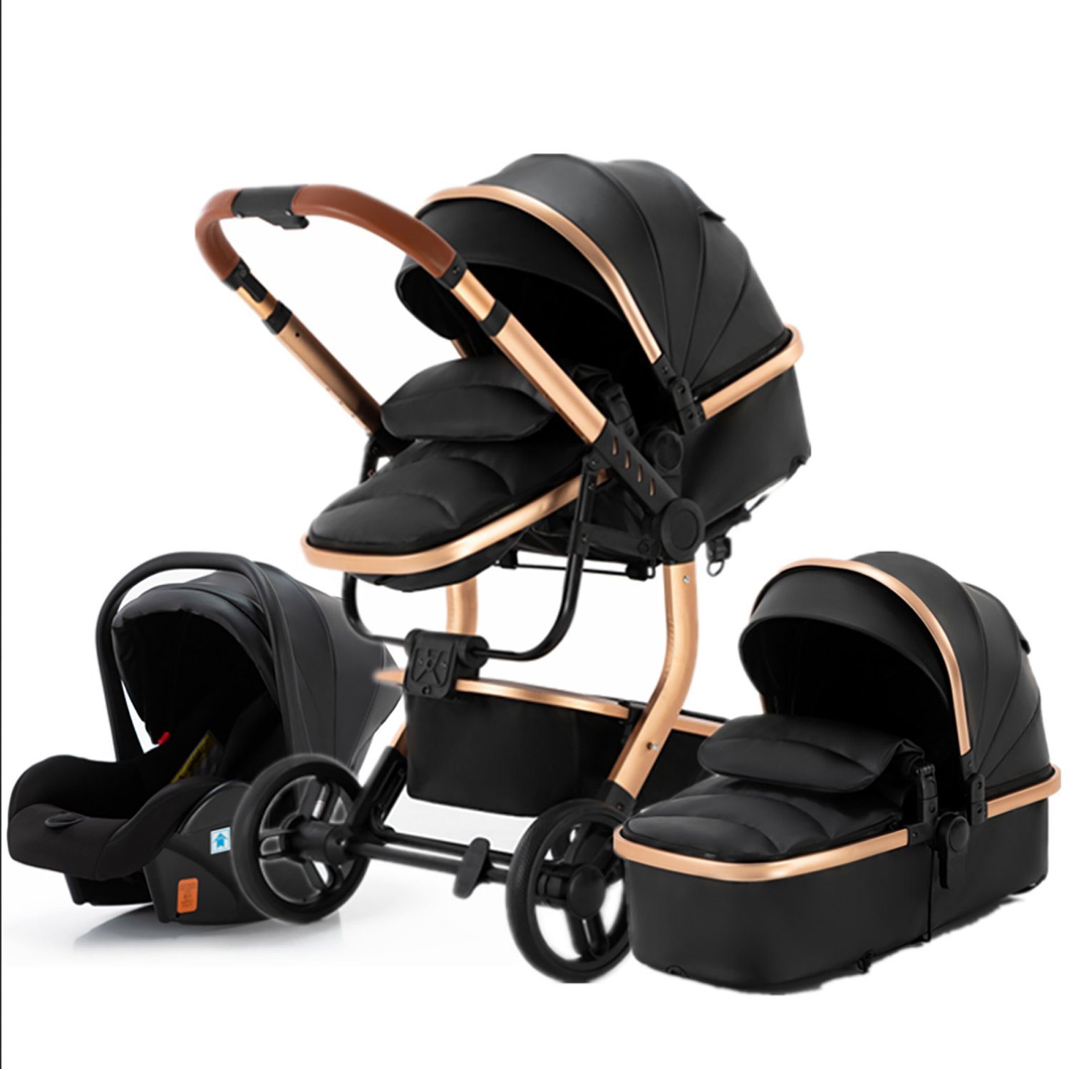 Kombi-Kinderwagen Babyschale Baby Buggy Babywanne 5-Punkt-Sicherheitsgurt Moskitonetz