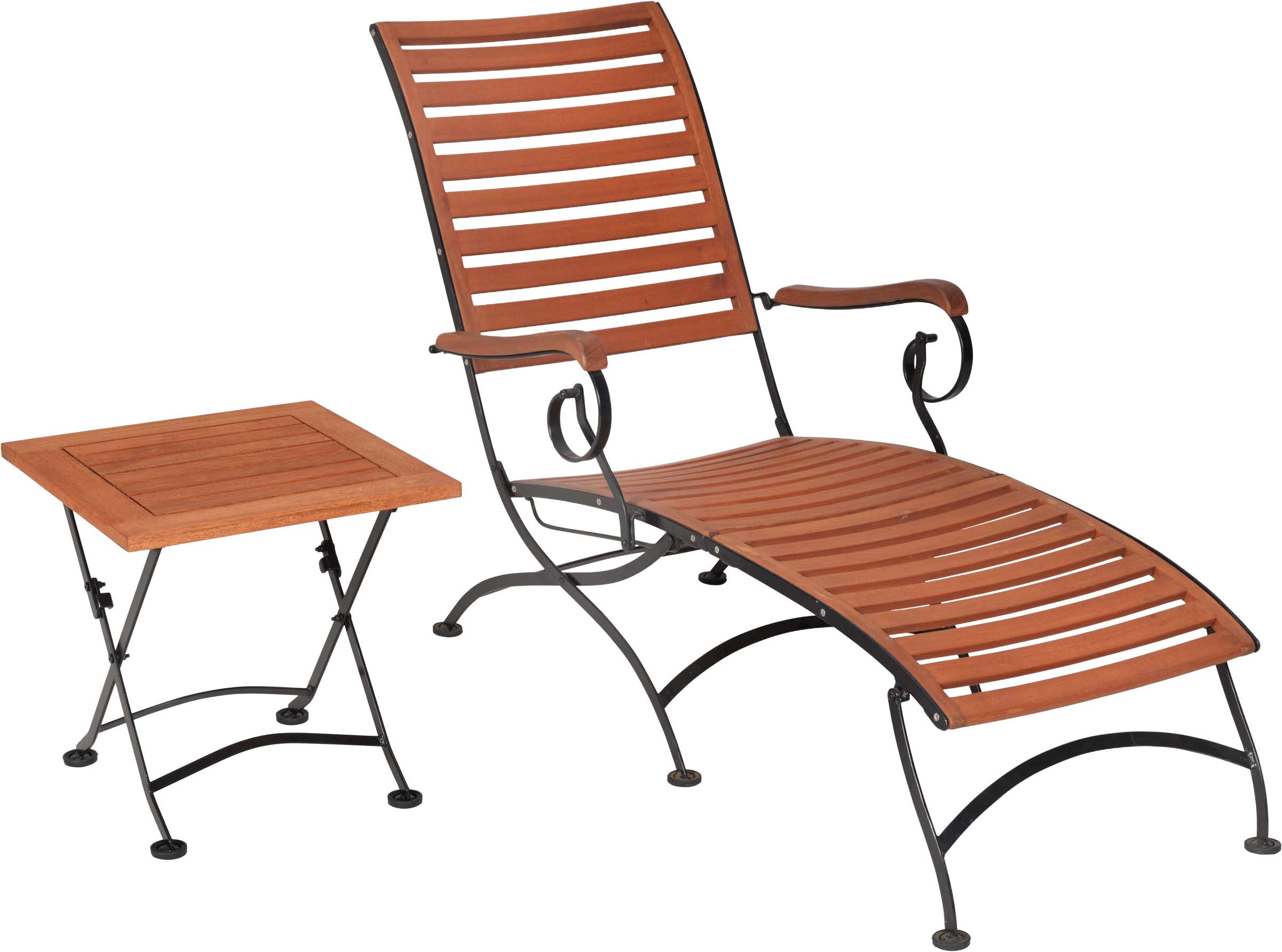 MERXX Gartenliege Schlossgarten, Set, 2 St., ergonomisches Design, mit Bodenschonern ausgestattet, inkl. Hocker